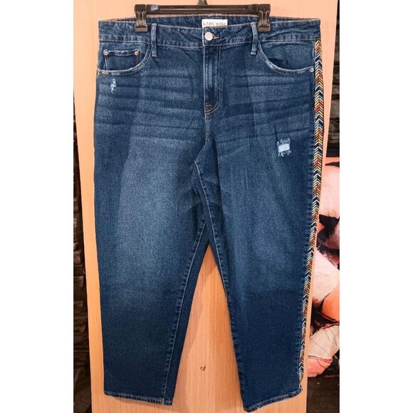 Knox Rose Jeans( 16)Womens Blue Pants Colors Chevron Pattern Side Legs High Rise - Picture 1 of 8